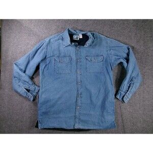 Sierra Outdoors Shacket Men Medium Blue Denim Fleece Lined Workwear Heavyweight